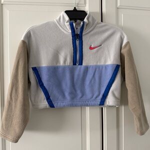 Nike cropped White and Blue Fleece Jacket
